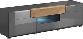 Szafka RTV TOLEDO 2D2S 159 antracyt połysk/dąb grandson