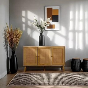 Komoda Ballo z szafkami i plecionką rattanową