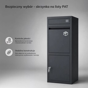 Skrzynka na paczki kurierskie i listy z zamkiem Pat, antracyt