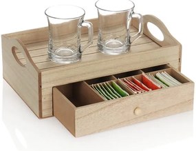 Taca do serwowania z szufladą na herbatę TEABOX 30x20 cm
