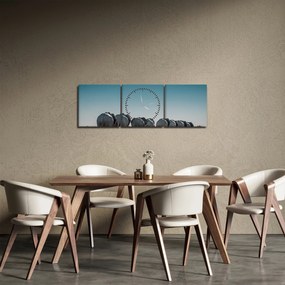 Obraz - Odejście słoni (z zegarem) (90x30 cm)