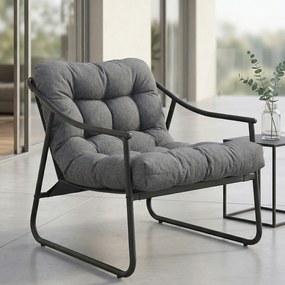 Outsunny Fotel ogrodowy z poduszką, nowoczesna sofa na balkon, maks. obciążenie 120 kg, ciemnoszary | Aosom PL