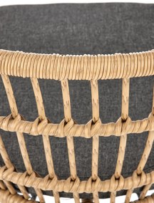 K456 krzesło naturalny/popielaty, rattan syntetyczny, tkanina, boho,
