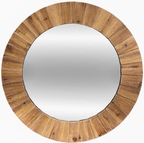 Lustro w drewnianej ramie, jodła, Ø 83 cm
