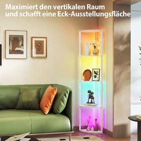 HOMCOM LED Lampa stojąca 5-stopniowa ściemnialna z półką, RGB zmiana kolorów, pilot | Aosom PL