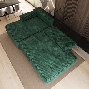 Masseno Narożnik AVINI z funkcją spania i pojemnikiem na pościel Narozniki L, Rozkładana sofa - Butelkowa zieleń, TILIA 39