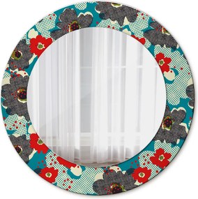 Lustro dekoracyjne okrągłe Retro kwiaty wzór