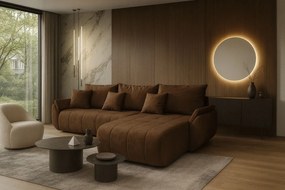 Welurowa brązowa sofa w kształcie litery L F0-T57