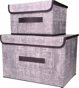Organizery tekstylne granatowe 38x25x23 cm + 26x20x16cm komplet z pokrywami