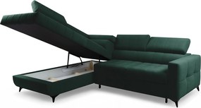Narożnik Nardo L z funkcją spania lewostronny - zielony welur Bluvel 78