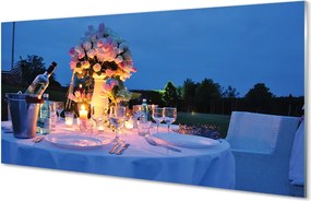 Panel nad Blat Kuchenny Romantyczna Kolacja: Wino i Kwiaty