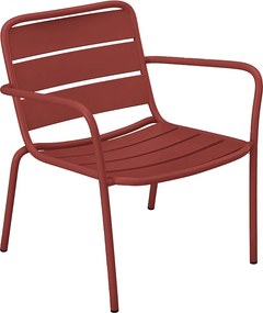 Zestaw mebli ogrodowych metalowych:  2 sztaplowane fotele niskie i stoliki wsuwane - Czerwony - MIRMANDE od MYLIA