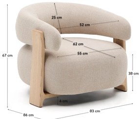 Beżowy fotel z tkaniny szenilowej Granite – Kave Home