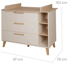 Kremowa/w naturalnym kolorze komoda dziecięca w dekorze dębu z przewijakiem 117x103x78 cm Jil – Roba
