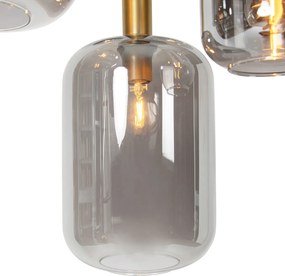 Lampa wisząca czarna ze złotem z dymionym szkłem 5-światłowa - Zuzanna