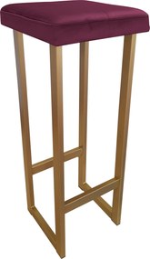 Hoker ALEX krzesło barowe tkanina Welur podstawa metalowa : Kolor Stelaża - Złoty, Kolor tkaniny - VELVET - MG02, Wysokość - 90 cm