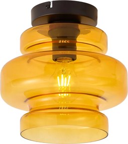 Retro lampa sufitowa czarna z pomarańczowym szkłem - Denise