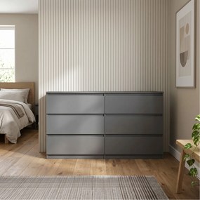 Komoda NUDO 120 cm do Salonu Sypialni 6 Szuflad Antracyt