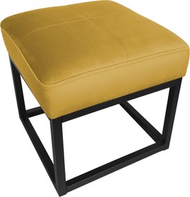 Pufa MAX tkanina Welur loft ławka podnóżek metal : Kolor Stelaża - Czarny , Kolor tkaniny - VELVET - MG15, Typ tkaniny - Velvet