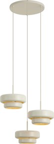 Retro Lampa Wisząca Beżowa z Metalowym Kloszem 3-punktowa - Ophelia