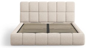 Beżowe tapicerowane łóżko dwuosobowe ze schowkiem ze stelażem 180x200 cm Bellis – Micadoni Home