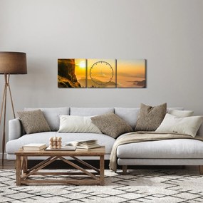 Obraz doliny w porannej mgle (z zegarem) (90x30 cm)