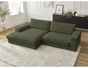 Zielony sztruksowy narożnik (lewostronny/z szezlongiem) Leonard – Bobochic Paris