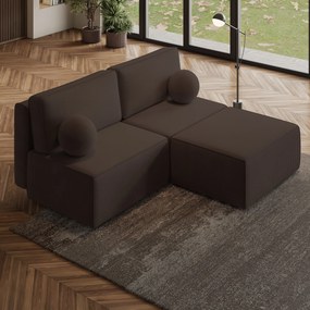 Masseno Narożnik VARNA z funkcją spania i pojemnikiem na pościel Narozniki L, Rozkładana sofa - Brązowy, POSO 06
