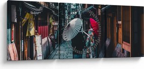 Obraz - Spacer po Tokio (z zegarem) (90x30 cm)