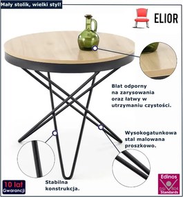 Okrągły nowoczesny stolik kawowy naturalny + czarny H7-P43