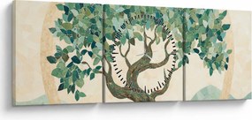 Obraz – Elegancka mozaika z drzewem (z zegarem) (90x30 cm)