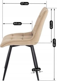 Krzesło Tapicerowane do Jadalni RIO Beżowe Welurowe Nowoczesne Loft
