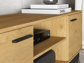 Szafka RTV BRONX 2D 170cm dąb/czarna ML MEBLE