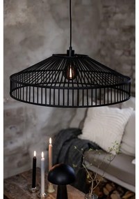 Czarna lampa wisząca z bambusowym kloszem ø 70 cm Tapa – Markslöjd