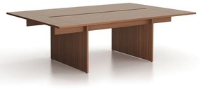 Biurko double SOLID + 2x rozszerzenie blatu, 240x165 cm, orzech