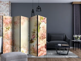 Parawan jednostronny Kwiaty 225x172 cm 5-częściowy biały ARTGEIST B