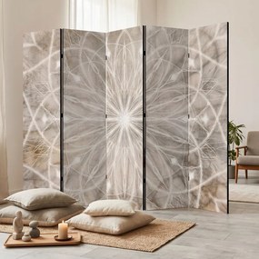 Parawan pokojowy 5-częściowy 225x172 Dwustronny dekoracyjny boho minimalistyczny Szary Betonowa Symetria Geometryczna