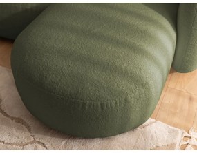 Zielony narożnik z materiału bouclé (prawostronny/z szezlongiem) Orbit – Ropez