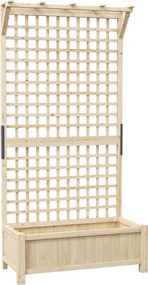 Outsunny Podwyższana grządka z kratą i daszkiem, skrzynia do sadzenia, rabata na kwiaty, odporna na warunki atmosferyczne, drewno, 90 x 45 x 183 cm, naturalne drewno | Aosom PL