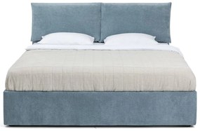 Niebieskie tapicerowane łóżko dwuosobowe ze schowkiem z materacem i stelażem 180x200 cm Thessa Pillow – Bonami Selection