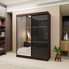 Szafa Przesuwna VITALE 150 cm z Lustrem Szafa Dwudrzwiowa Wenge