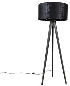Lampa podłogowa trójnóg czarna z kloszem czarnym 50 cm - Tripod Classic Nowoczesny Oswietlenie wewnetrzne