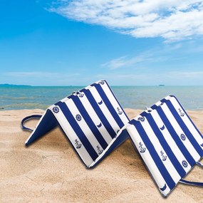 Leżak plażowy PASEK A KOTWICA 137x49 cm, niebiesko-biały