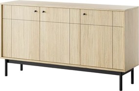 3-drzwiowa komoda Lerida 2 w kolorach dąb linea lub kaszmir z czarnymi, drewnianymi nóżkami