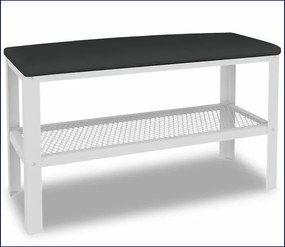 Industrialna pufa do przedpokoju z półką na buty biały + czarny - Sagal 5X