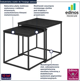 Komplet 2 czarnych kwadratowych stolików kawowych P7-B32