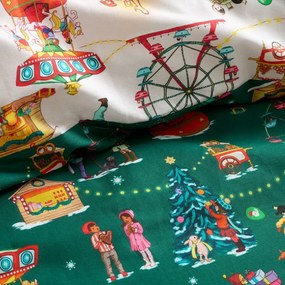 Zielona bawełniana pościel dziecięca do łóżeczka 120x150 cm Christmas Fairground – Belle &amp; Boo