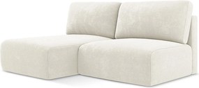 Otwarty Lewy narożnik z funkcją spania - z tkaniny szenilowej - biały - KONA