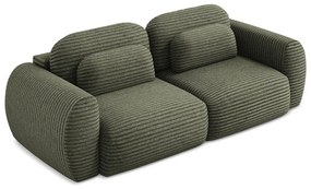 Zielona sztruksowa rozkładana sofa ze schowkiem 266 cm Kini – Makamii