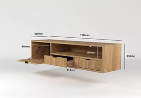 Szafka RTV Nordell 150 cm wisząca, stolik pod telewizor w dwóch kolorach do wyboru
